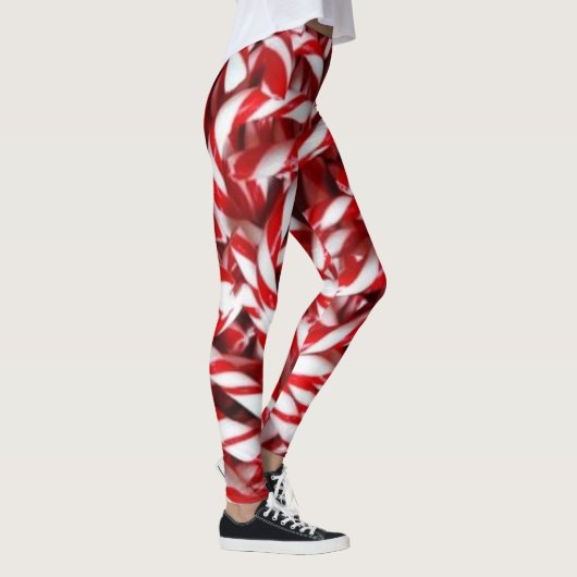 Candy Cane Peppermint Stick Fashion Leggings (Rechts)