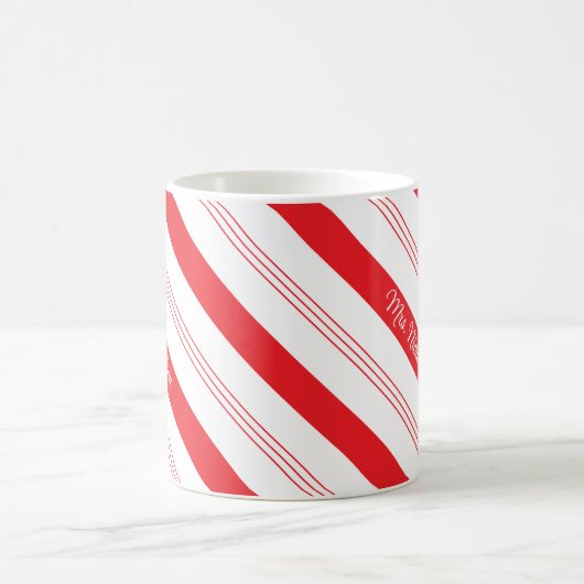 Candy Cane Peppermint Streifen und Name Kaffeetasse (Mittel)