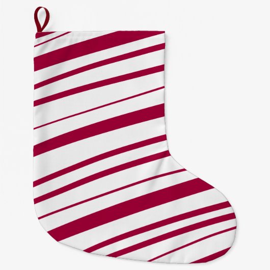 Candy Cane Peppermint Stripe Großer Weihnachtsstrumpf (Vorderseite)