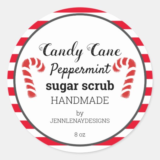 Candy Cane Peppermint Sugar Scrub Custom Labels Runder Aufkleber (Vorderseite)