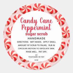 Candy Cane Peppermint Sugar Scrub DIY Runder Aufkleber