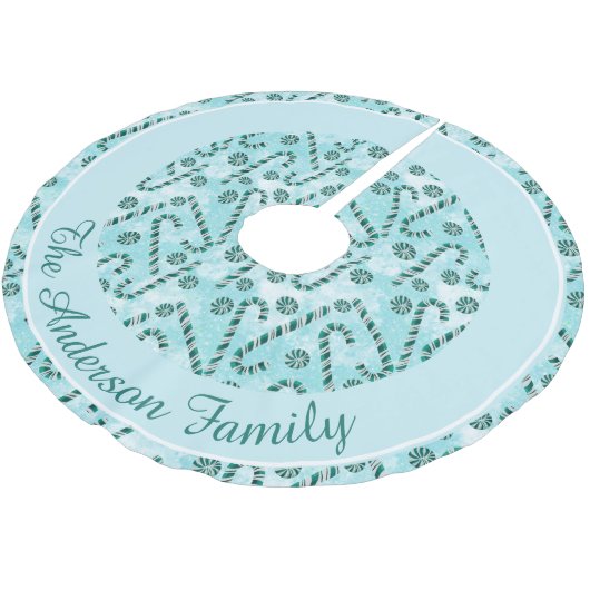 Candy Cane Peppermint Weihnachten Polyester Weihnachtsbaumdecke (Schrägansicht)