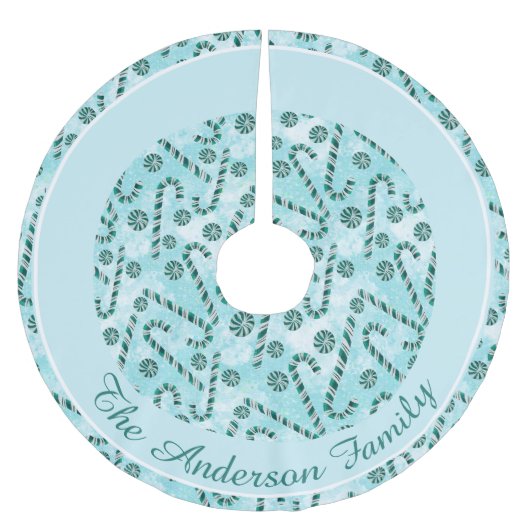 Candy Cane Peppermint Weihnachten Polyester Weihnachtsbaumdecke (Vorderseite)