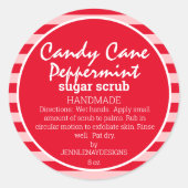 Candy Cane Peppermint Zucker Scrub hausgemachte Cu Runder Aufkleber (Vorderseite)