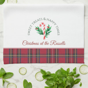 Candy Cane Personalisiert Familienname Weihnachten Geschirrtuch