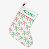 Candy Cane/Pfefferminze personalisiert Großer Weihnachtsstrumpf (Vorderansicht (hängend))