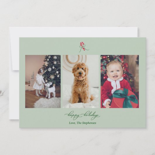 Candy Cane Photo Holiday Card Feiertagskarte (Vorderseite)