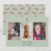 Candy Cane Photo Holiday Card Feiertagskarte (Vorne/Hinten)