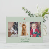 Candy Cane Photo Holiday Card Feiertagskarte (Stehend Vorderseite)