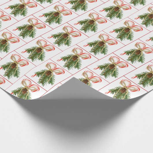 Candy Cane Pine mit String Bow Geschenkpapier (Ecke)