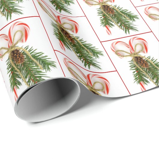 Candy Cane Pine mit String Bow Geschenkpapier (Rolleneckpunkt)