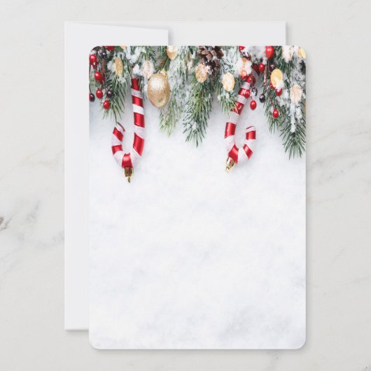 Candy Cane, Pine Tree Branches Drink Einladung (Rückseite)