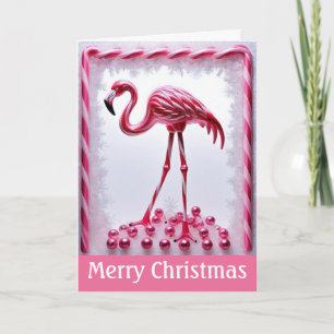Candy Cane Pink Flamingo Weihnachtswünsche Karte