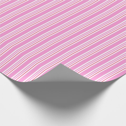Candy Cane Pink und White Christmas Pattern Geschenkpapier (Ecke)