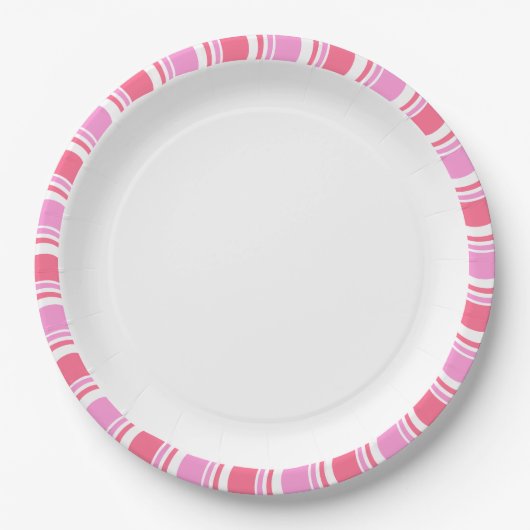 Candy Cane Pink und White Christmas Pattern Pappteller (Vorderseite)