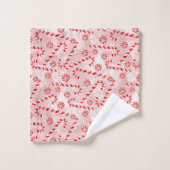 Candy Cane pink Weihnachten Badhandtuch Set (Waschlappen)