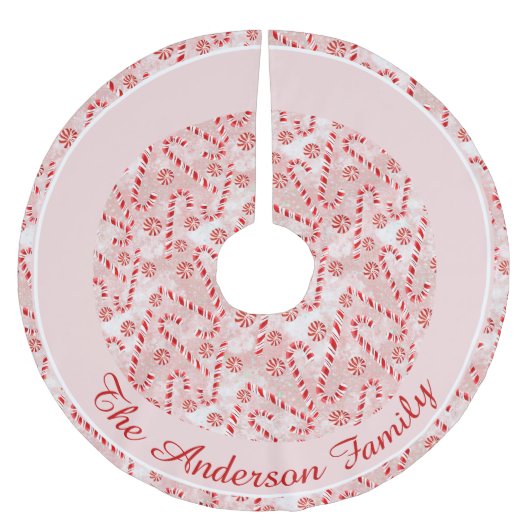 Candy Cane pink Weihnachten Polyester Weihnachtsbaumdecke (Vorderseite)