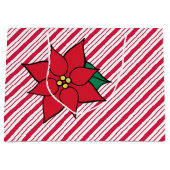 Candy Cane Poinsettia Geschenktasche Große Geschenktüte (Vorderseite)
