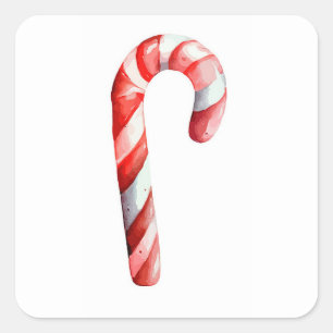 Candy Cane Quadratischer Aufkleber