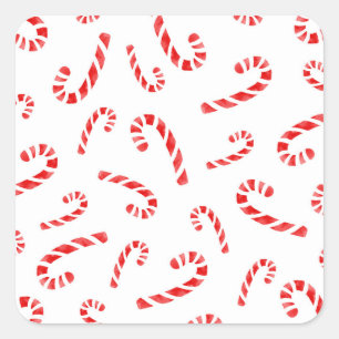 Candy Cane Quadratischer Aufkleber