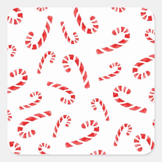 Candy Cane Quadratischer Aufkleber (Vorderseite)