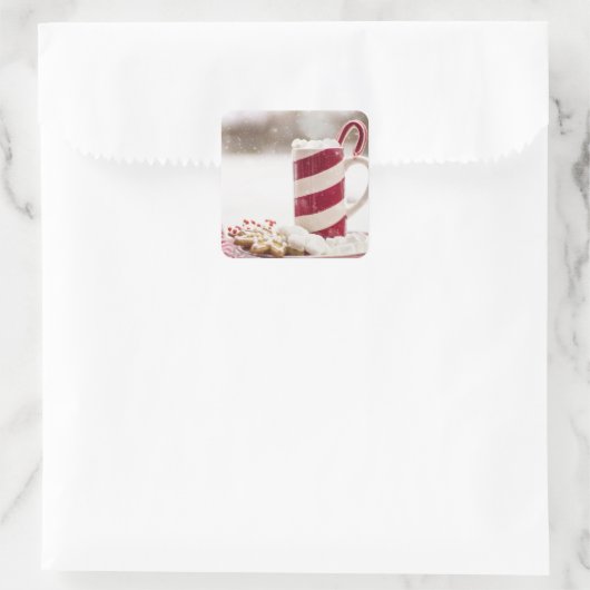 Candy Cane Quadratischer Aufkleber (Tasche)