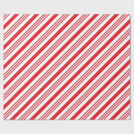 Candy Cane Red and White Stripes Wrapping Paper Geschenkpapier (Flach)