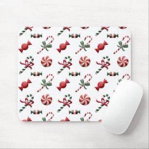 Candy Cane Red Green Weihnachtsfeiertag Mousepad