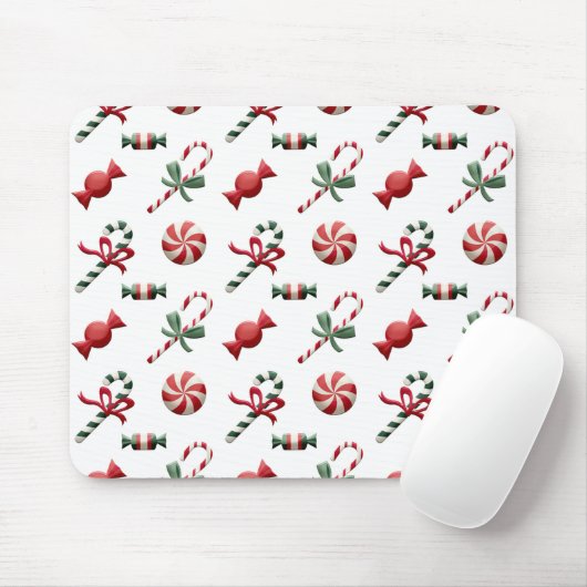 Candy Cane Red Green Weihnachtsfeiertag Mousepad (Mit Mouse)