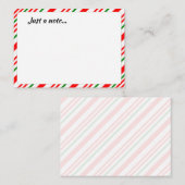 Candy Cane Red Green White Christmas Just a Note Mitteilungskarte (Vorne/Hinten)
