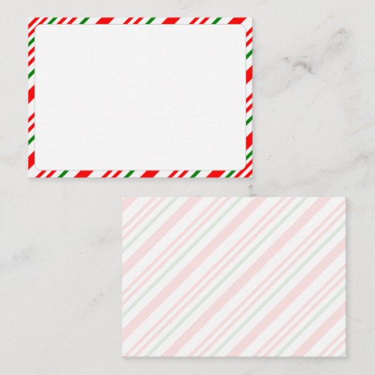 Candy Cane Red Green White Christmas Pattern Blank Mitteilungskarte (Vorne/Hinten)
