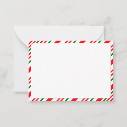 Candy Cane Red Green White Christmas Pattern Blank Mitteilungskarte (Vorderseite)