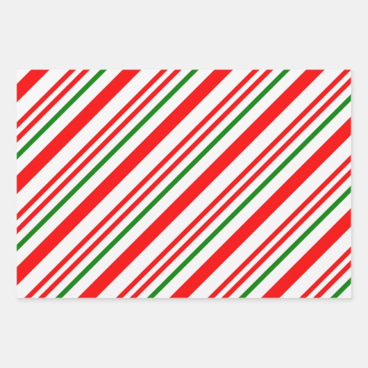 Candy Cane Red Green White Christmas Pattern Geschenkpapier Set (Vorderseite 3)