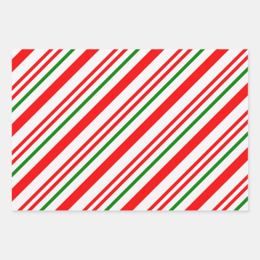 Candy Cane Red Green White Christmas Pattern Geschenkpapier Set (Vorderseite 2)