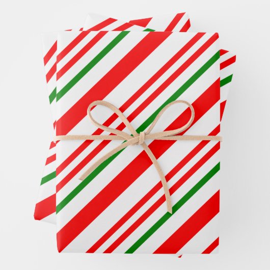 Candy Cane Red Green White Christmas Pattern Geschenkpapier Set (Beispiel)