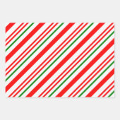 Candy Cane Red Green White Christmas Pattern Geschenkpapier Set (Vorderseite)