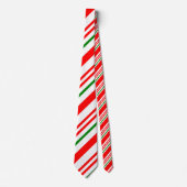 Candy Cane Red Green White Christmas Pattern Krawatte (Vorderseite)