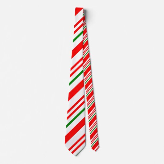Candy Cane Red Green White Christmas Pattern Krawatte (Vorderseite)
