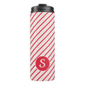 Candy Cane Red Imitats Gold Strips Monogram Letter Thermosbecher (Vorderseite)
