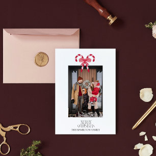 Candy Cane Red Pink Muster Weihnachtsfeiertag Foto Feiertagskarte