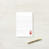 Candy Cane Red Ribbon Christmas Lined Post-it Klebezettel (Auf Schreibtisch)
