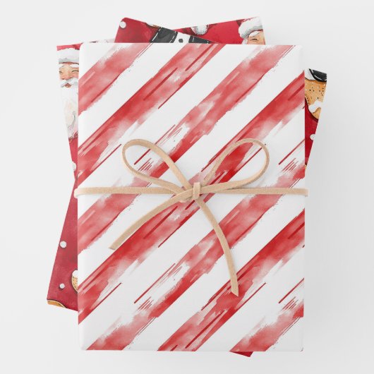 Candy Cane Red Stripes Weihnachten Geschenkpapier Set (Beispiel)