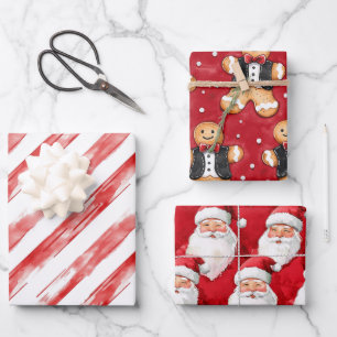 Candy Cane Red Stripes Weihnachten Geschenkpapier Set