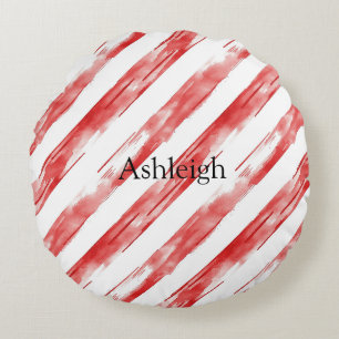 Candy Cane Red Stripes Weihnachten Rundes Kissen