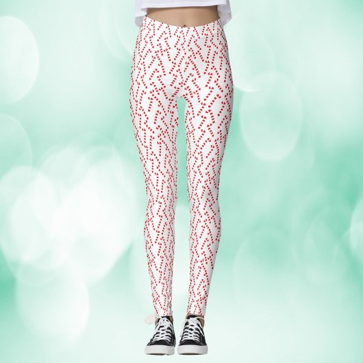Candy Cane Red White Pattern Leggings
