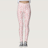 Candy Cane Red White Pattern Leggings (Vorderseite)
