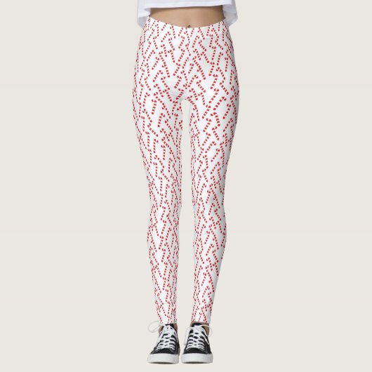 Candy Cane Red White Pattern Leggings (Vorderseite)