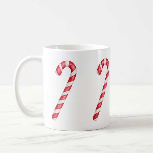 Candy cane red white stripes on pink watercolor kaffeetasse (Links)