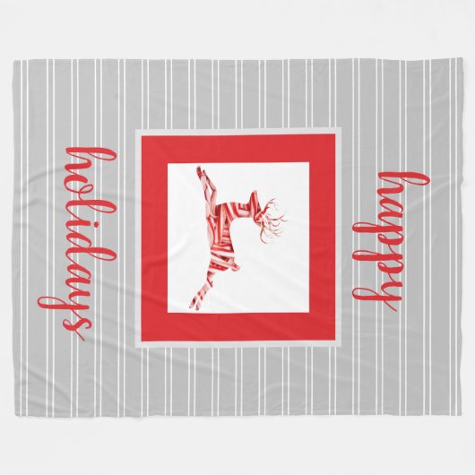 Candy Cane Rentier, Feiertag Fleecedecke (Vorderseite (Horizontal))