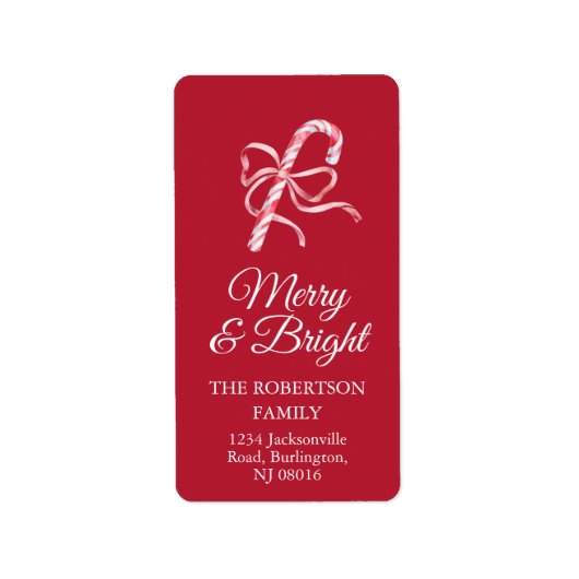 Candy Cane Return Address Sticker Adressaufkleber (Vorne)
